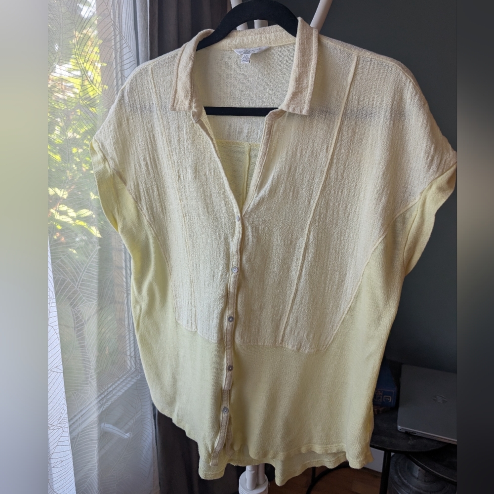 Lucky Brand Light Yellow Button Down Shirt